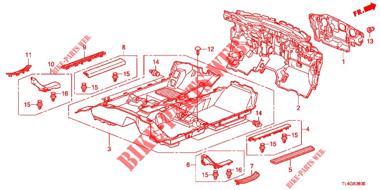 BODENMATTE/ISOLATOR  für Honda ACCORD TOURER 2.4 EXECUTIVE 5 Türen 6 gang-Schaltgetriebe 2013