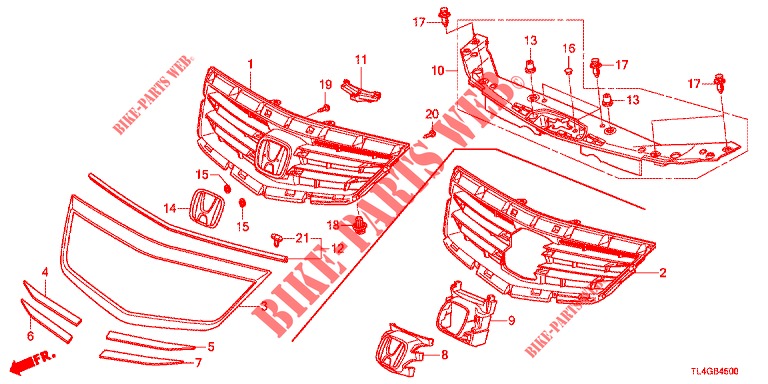 GRILL, VORNE/ZIERLEISTE  für Honda ACCORD TOURER 2.4 EXECUTIVE 5 Türen 6 gang-Schaltgetriebe 2013