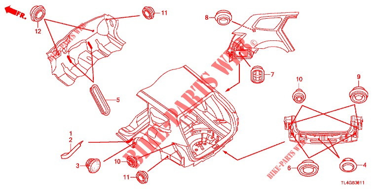 GUMMITUELLE (ARRIERE) für Honda ACCORD TOURER 2.4 EXECUTIVE 5 Türen 6 gang-Schaltgetriebe 2013
