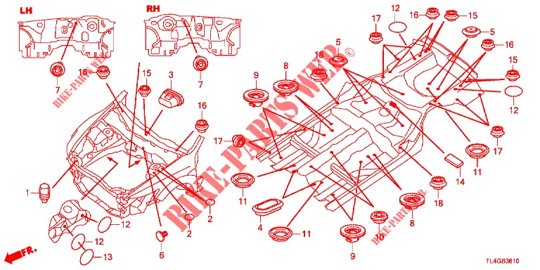GUMMITUELLE (AVANT) für Honda ACCORD TOURER 2.4 EXECUTIVE 5 Türen 6 gang-Schaltgetriebe 2013