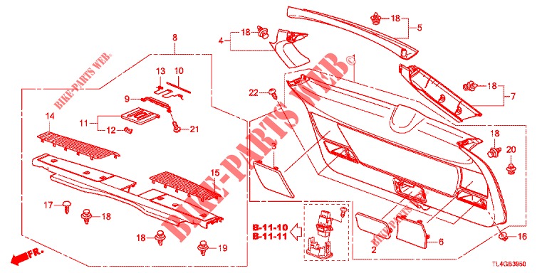 HECKKLAPPENVERKLEIDUNG/ TAFELVERKLEIDUNG, HINTEN(2D)  für Honda ACCORD TOURER 2.4 EXECUTIVE 5 Türen 6 gang-Schaltgetriebe 2013