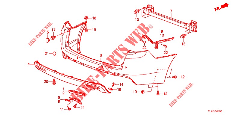 HINTERER STOSSFAENGER  für Honda ACCORD TOURER 2.4 EXECUTIVE 5 Türen 6 gang-Schaltgetriebe 2013