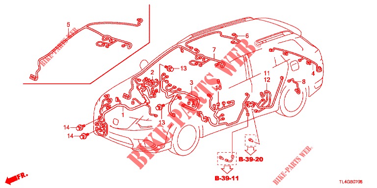 KABELBAUM (3) (RH) für Honda ACCORD TOURER 2.4 EXECUTIVE 5 Türen 6 gang-Schaltgetriebe 2013