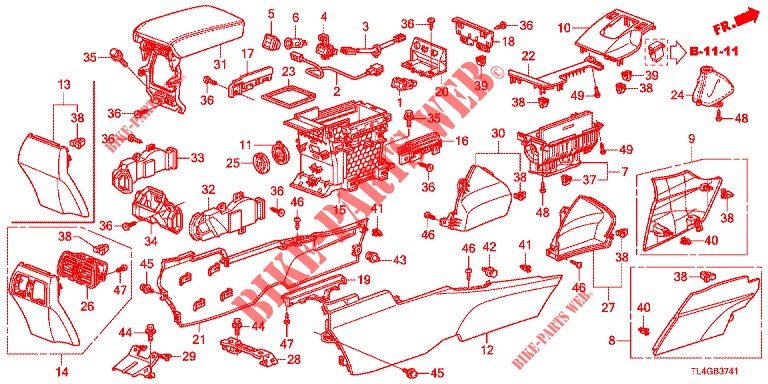 KONSOLE (RH) für Honda ACCORD TOURER 2.4 EXECUTIVE 5 Türen 6 gang-Schaltgetriebe 2013
