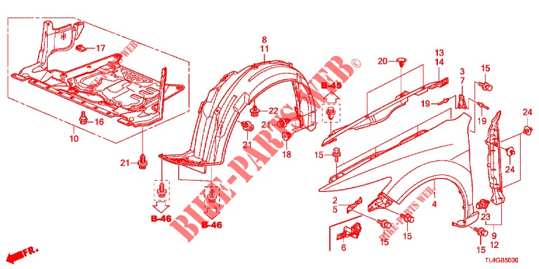 KOTFLUEGEL, VORNE  für Honda ACCORD TOURER 2.4 EXECUTIVE 5 Türen 6 gang-Schaltgetriebe 2013