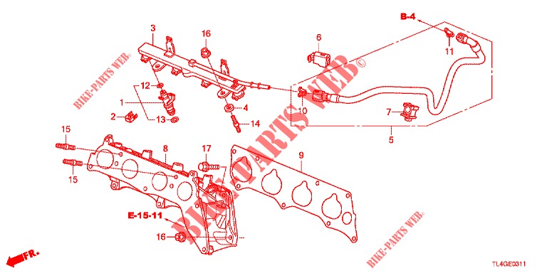 KRAFTSTOFFEINSPRITZUNG (2.4L) für Honda ACCORD TOURER 2.4 EXECUTIVE 5 Türen 6 gang-Schaltgetriebe 2013