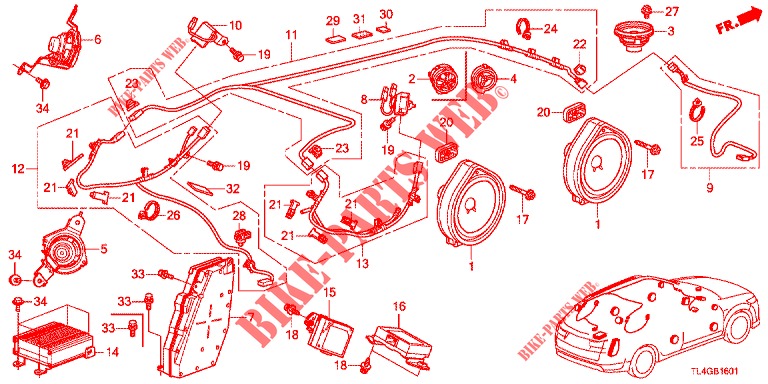 RADIOANTENNE/LAUTSPRECHER (RH) für Honda ACCORD TOURER 2.4 EXECUTIVE 5 Türen 6 gang-Schaltgetriebe 2013