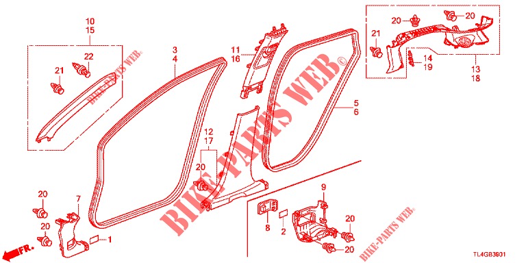 SAEULENZIERSTUECK (RH) für Honda ACCORD TOURER 2.4 EXECUTIVE 5 Türen 6 gang-Schaltgetriebe 2013
