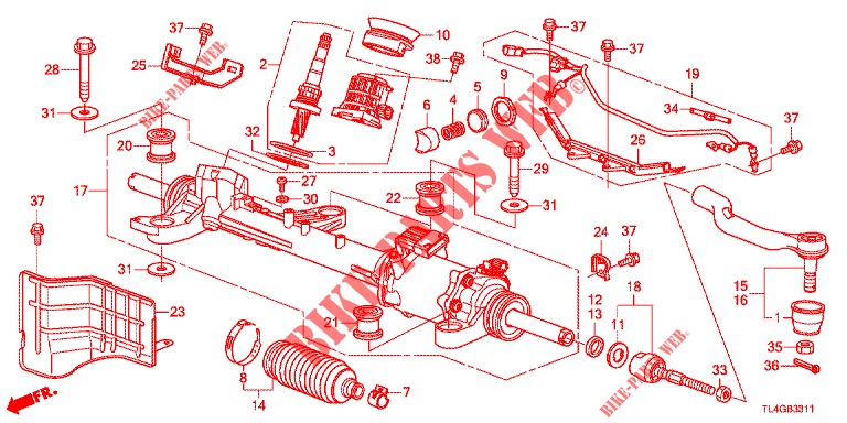 SERVOLENKGETRIEBE (EPS) (RH) für Honda ACCORD TOURER 2.4 EXECUTIVE 5 Türen 6 gang-Schaltgetriebe 2013