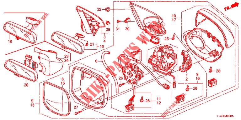 SPIEGEL/SCHIEBEDACH  für Honda ACCORD TOURER 2.4 EXECUTIVE 5 Türen 6 gang-Schaltgetriebe 2013