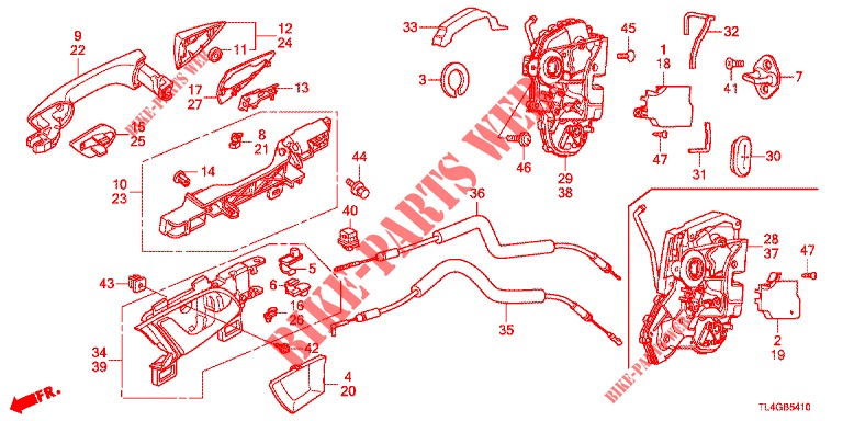 TUERSCHLOESSER, HINTEN/AEUSSERER GRIFF  für Honda ACCORD TOURER 2.4 EXECUTIVE 5 Türen 6 gang-Schaltgetriebe 2013