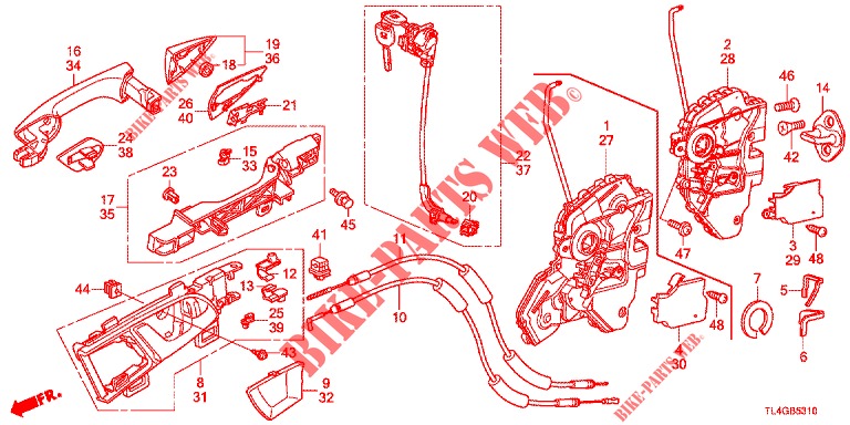 TUERSCHLOESSER, VORNE/AEUSSERER GRIFF  für Honda ACCORD TOURER 2.4 EXECUTIVE 5 Türen 6 gang-Schaltgetriebe 2013