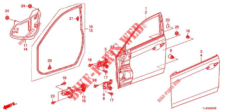 TUERTAFELN, VORNE(2D)  für Honda ACCORD TOURER 2.4 EXECUTIVE 5 Türen 6 gang-Schaltgetriebe 2013