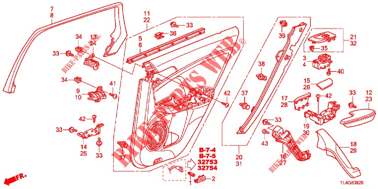 TUERVERKLEIDUNG, HINTEN(4D)  für Honda ACCORD TOURER 2.4 EXECUTIVE 5 Türen 6 gang-Schaltgetriebe 2013