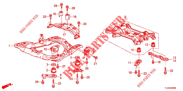 VORDERER HILFSRAHMEN/HINTERER TRAEGER  für Honda ACCORD TOURER 2.4 EXECUTIVE 5 Türen 6 gang-Schaltgetriebe 2013