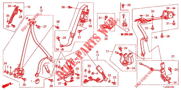 VORDERSITZ/SITZGURTE  für Honda ACCORD TOURER 2.4 EXECUTIVE 5 Türen 6 gang-Schaltgetriebe 2013