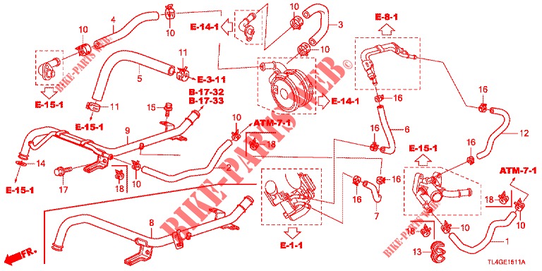 WASSERSCHLAUCH/HEIZUNGSSCHACHT (2.4L) für Honda ACCORD TOURER 2.4 EXECUTIVE 5 Türen 6 gang-Schaltgetriebe 2013