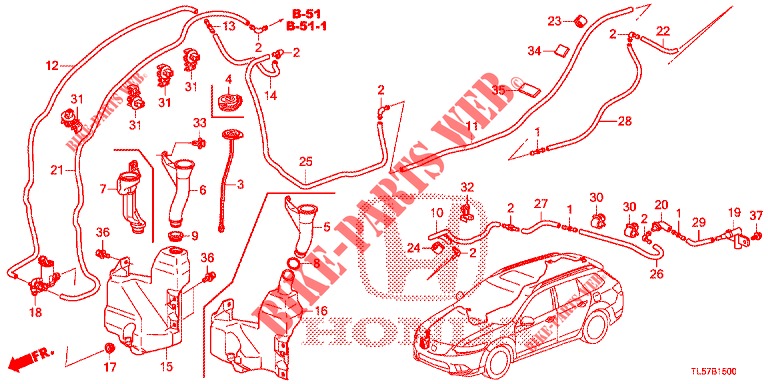 WINDSCHUTZSCHEIBENWASCHER (KE,KG) für Honda ACCORD TOURER 2.0 S 5 Türen 6 gang-Schaltgetriebe 2014