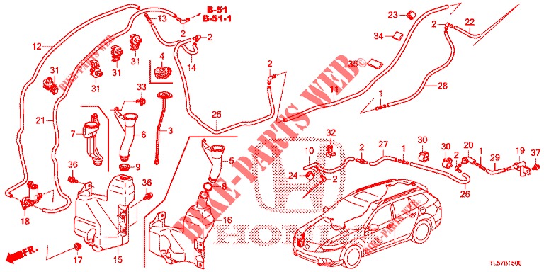 WINDSCHUTZSCHEIBENWASCHER (KE,KG) für Honda ACCORD TOURER 2.4 EXECUTIVE 5 Türen 5 gang automatikgetriebe 2014