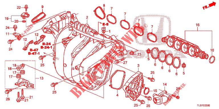 ANSAUGKRUEMMER (2.0L) für Honda ACCORD TOURER 2.0 S 5 Türen 6 gang-Schaltgetriebe 2015