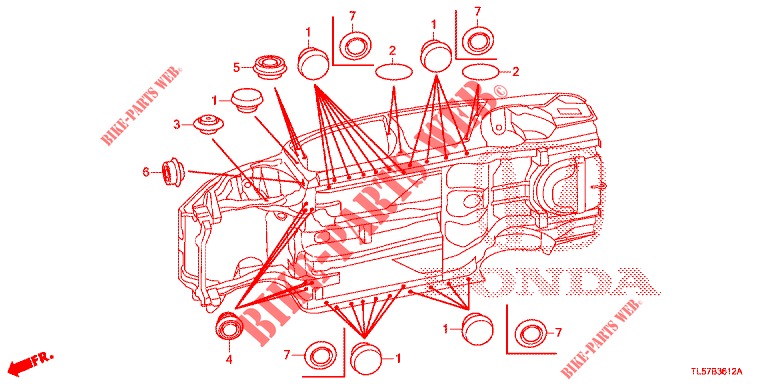 GUMMITUELLE (INFERIEUR) für Honda ACCORD TOURER 2.0 S 5 Türen 6 gang-Schaltgetriebe 2015