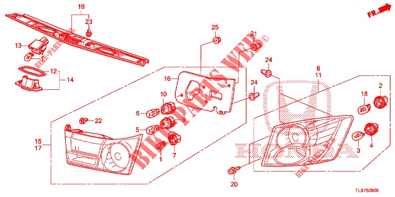 HECKLEUCHTE/KENNZEICHENBELEUCHTUNG (PGM FI)  für Honda ACCORD TOURER 2.0 S 5 Türen 6 gang-Schaltgetriebe 2015