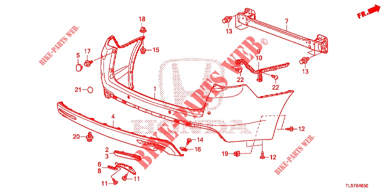 HINTERER STOSSFAENGER  für Honda ACCORD TOURER 2.0 S 5 Türen 6 gang-Schaltgetriebe 2015