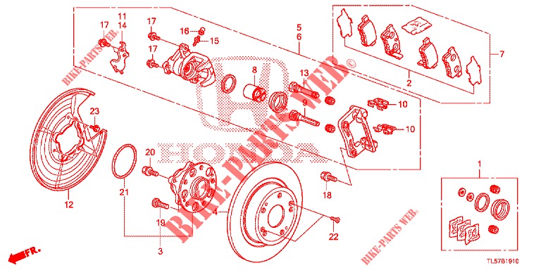HINTERRADBREMSE (1) für Honda ACCORD TOURER 2.0 S 5 Türen 6 gang-Schaltgetriebe 2015