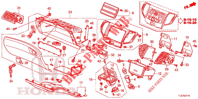 INSTRUMENT, ZIERSTUECK (COTE DE PASSAGER) (RH) für Honda ACCORD TOURER 2.0 S 5 Türen 6 gang-Schaltgetriebe 2015