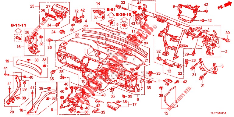 INSTRUMENTENBRETT, OBEN (RH) für Honda ACCORD TOURER 2.0 S 5 Türen 6 gang-Schaltgetriebe 2015