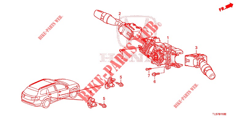 KOMBISCHALTER  für Honda ACCORD TOURER 2.0 S 5 Türen 6 gang-Schaltgetriebe 2015