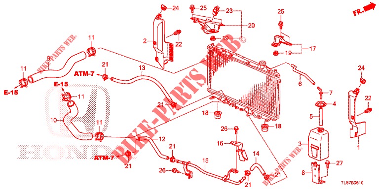 KUEHLERSCHLAUCH/RESERVETANK (2.0L) für Honda ACCORD TOURER 2.0 S 5 Türen 6 gang-Schaltgetriebe 2015