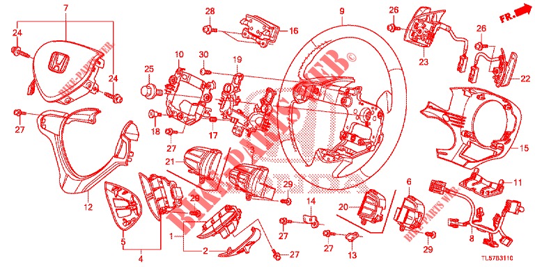 LENKRAD (SRS) für Honda ACCORD TOURER 2.0 S 5 Türen 6 gang-Schaltgetriebe 2015