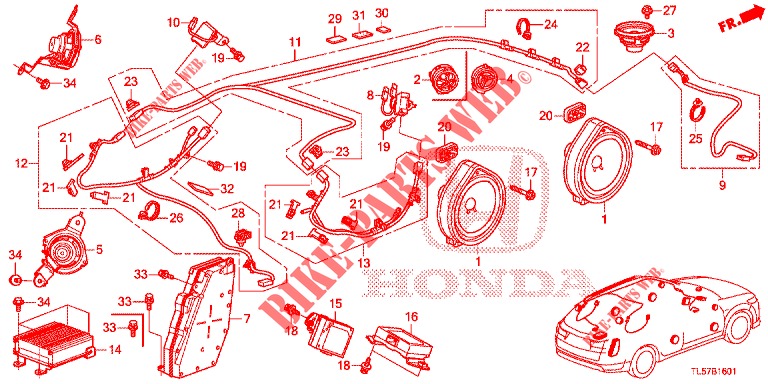 RADIOANTENNE/LAUTSPRECHER (RH) für Honda ACCORD TOURER 2.0 S 5 Türen 6 gang-Schaltgetriebe 2015