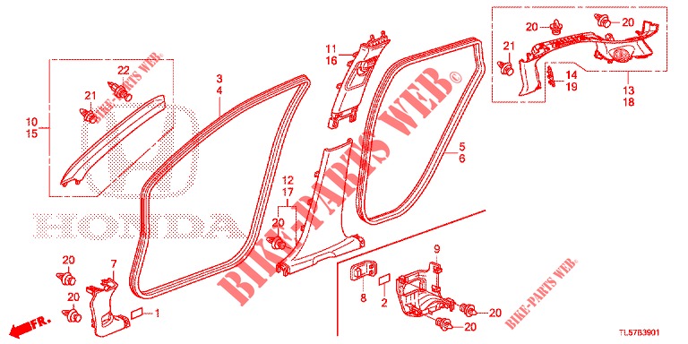 SAEULENZIERSTUECK (RH) für Honda ACCORD TOURER 2.0 S 5 Türen 6 gang-Schaltgetriebe 2015