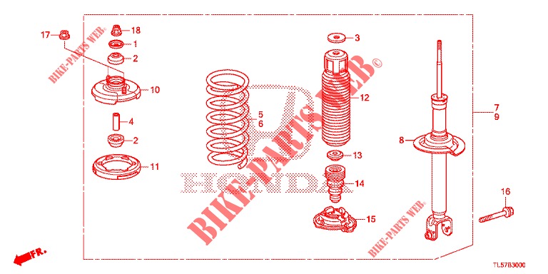 STOSSDAEMPFER HINTEN  für Honda ACCORD TOURER 2.0 S 5 Türen 6 gang-Schaltgetriebe 2015