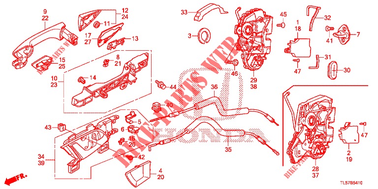 TUERSCHLOESSER, HINTEN/AEUSSERER GRIFF  für Honda ACCORD TOURER 2.0 S 5 Türen 6 gang-Schaltgetriebe 2015