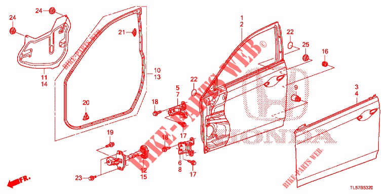TUERTAFELN, VORNE(2D)  für Honda ACCORD TOURER 2.0 S 5 Türen 6 gang-Schaltgetriebe 2015
