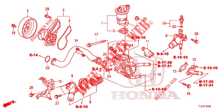WASSERPUMPE/THERMOSTAT (2.0L) für Honda ACCORD TOURER 2.0 S 5 Türen 6 gang-Schaltgetriebe 2015