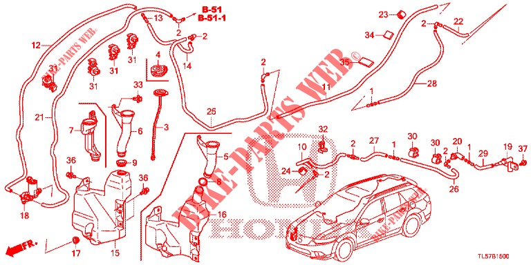WINDSCHUTZSCHEIBENWASCHER (KE,KG) für Honda ACCORD TOURER 2.0 S 5 Türen 6 gang-Schaltgetriebe 2015