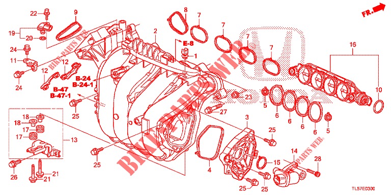 ANSAUGKRUEMMER (2.0L) für Honda ACCORD TOURER 2.0 S 5 Türen 5 gang automatikgetriebe 2015