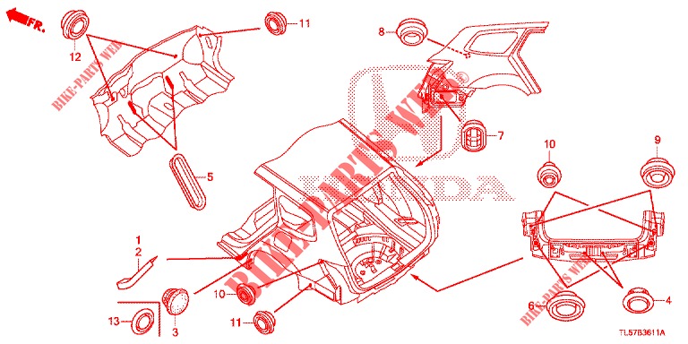 GUMMITUELLE (ARRIERE) für Honda ACCORD TOURER 2.0 S 5 Türen 5 gang automatikgetriebe 2015
