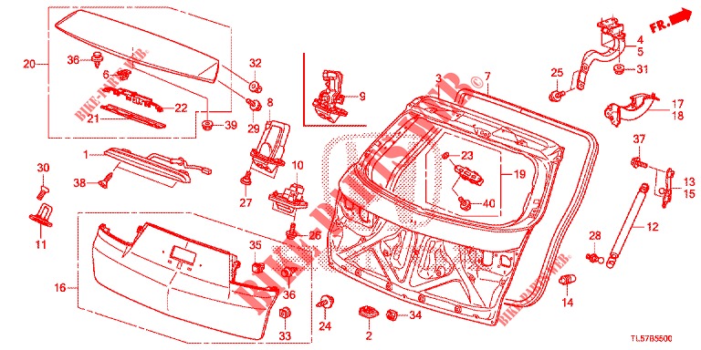 HECKKLAPPENPLATTE(2D)  für Honda ACCORD TOURER 2.0 S 5 Türen 5 gang automatikgetriebe 2015