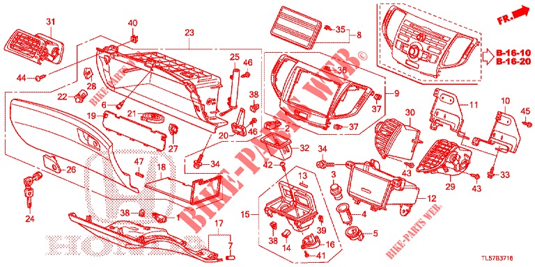 INSTRUMENT, ZIERSTUECK (COTE DE PASSAGER) (RH) für Honda ACCORD TOURER 2.0 S 5 Türen 5 gang automatikgetriebe 2015