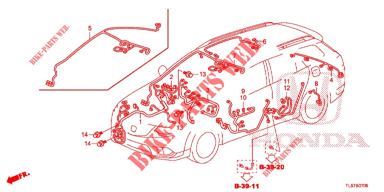 KABELBAUM (3) (RH) für Honda ACCORD TOURER 2.0 S 5 Türen 5 gang automatikgetriebe 2015