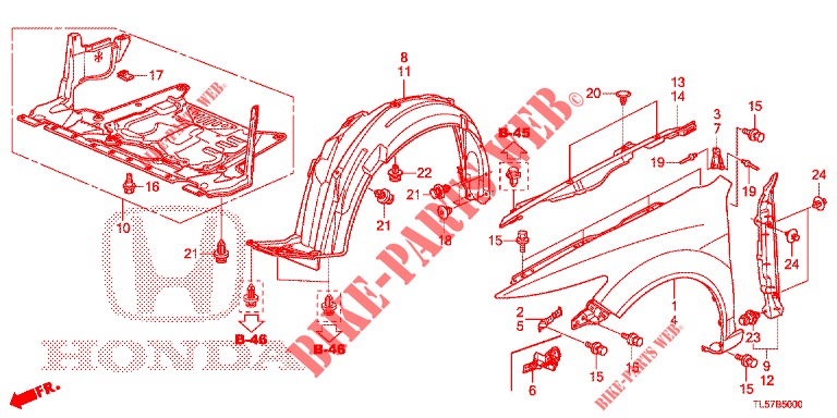 KOTFLUEGEL, VORNE  für Honda ACCORD TOURER 2.0 S 5 Türen 5 gang automatikgetriebe 2015
