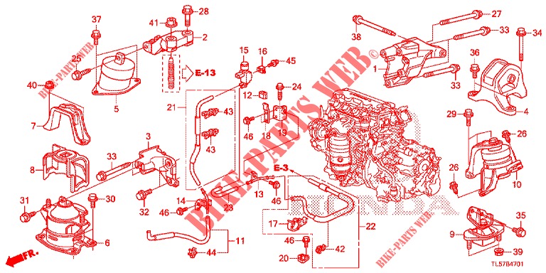 MOTORBEFESTIGUNGEN (2.0L) (AT) für Honda ACCORD TOURER 2.0 S 5 Türen 5 gang automatikgetriebe 2015
