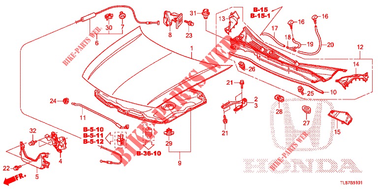 MOTORHAUBE (RH) für Honda ACCORD TOURER 2.0 S 5 Türen 5 gang automatikgetriebe 2015