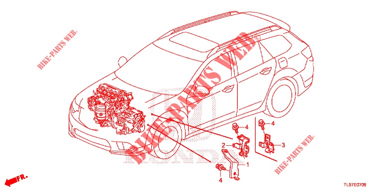 MOTORKABELBAUM, STREBE(1.7L)(RH)  für Honda ACCORD TOURER 2.0 S 5 Türen 5 gang automatikgetriebe 2015