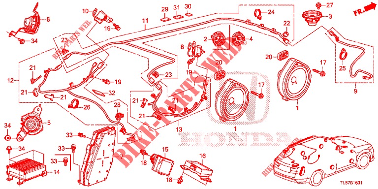 RADIOANTENNE/LAUTSPRECHER (RH) für Honda ACCORD TOURER 2.0 S 5 Türen 5 gang automatikgetriebe 2015